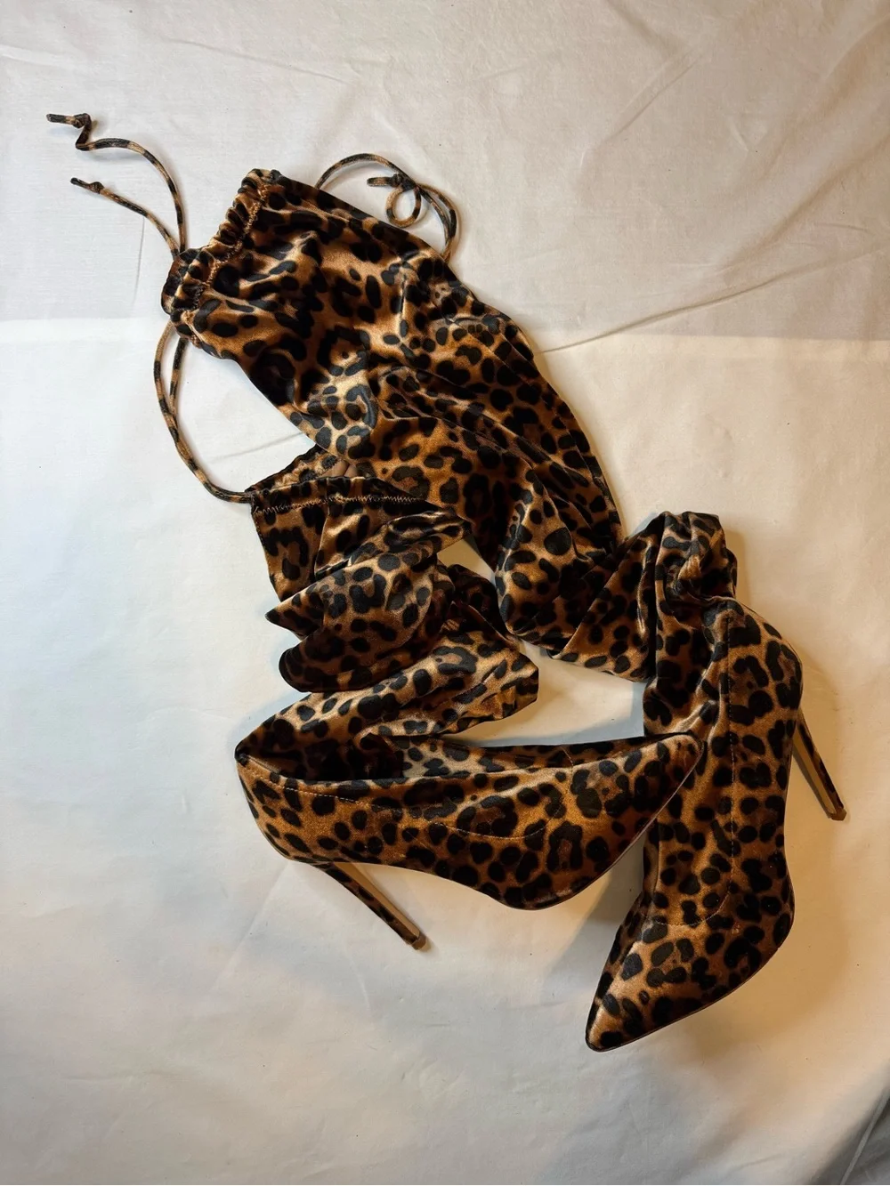 Leopard Print Over-the-Knee Stiletto Boots - Brown & Black